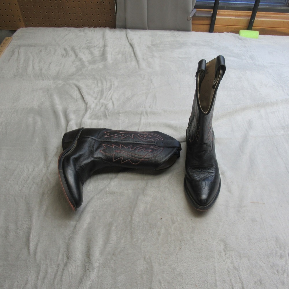Cody James Boys 4D Western Boots Black Cowboy Red‎ Stitch Leather LIGHTLY USED